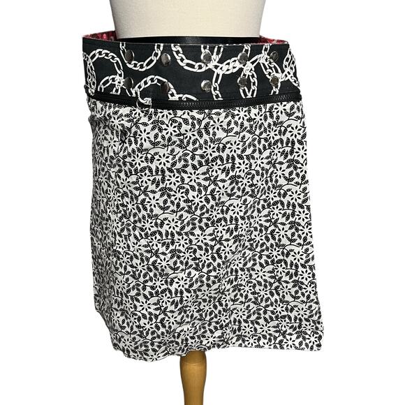 Zand Amsterdam Reversible Wrap Skirt OS Multicolor Dots Floral Snap Punk Grunge - Picture 5 of 16